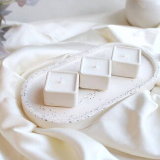 Чайна свічка у гіпсовому кашпо